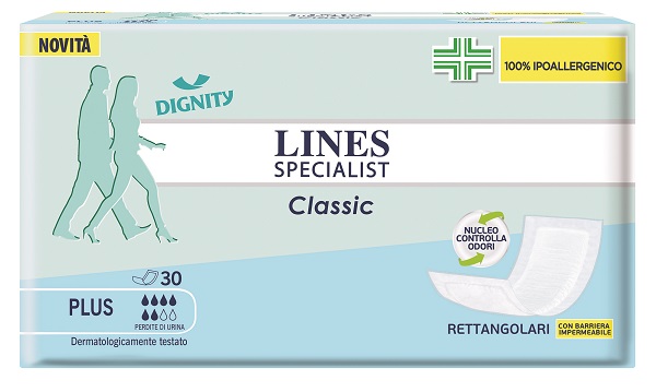 PANNOLONE LINES SPECIALIST CLASSIC RETTANGOLARE CON BARRIERA CONTROL 30 PEZZI - goldeneffe.it
