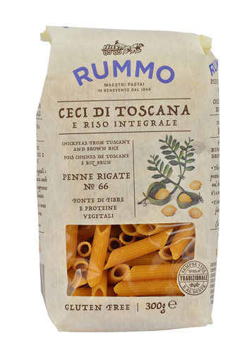 RUMMO PENNE RIGATE N 66 CECI DI TOSCANA E RISO INTEGRALE 300 G - goldeneffe.it
