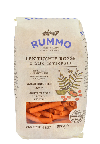 RUMMO MACCHERONCELLI N 7 LENTICCHIE ROSSE E RISO INTEGRALE 300 G - goldeneffe.it