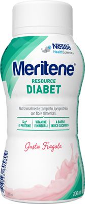 MERITENE RESOURCE DIABET FRAGOLA ALIMENTO IPERPROTEICO 28 VITAMINE E MINERALI 200 ML - goldeneffe.it