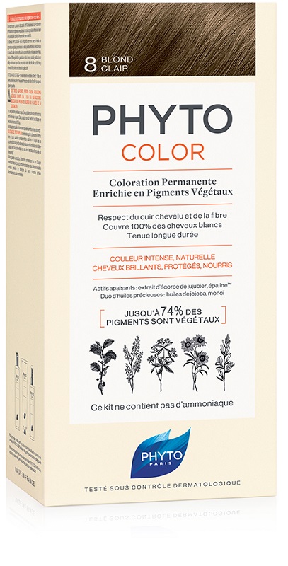 PHYTOCOLOR 8 BIONDO CHIARO 1 LATTE + 1 CREMA + 1 MASCHERA + 1 PAIO DI GUANTI - goldeneffe.it