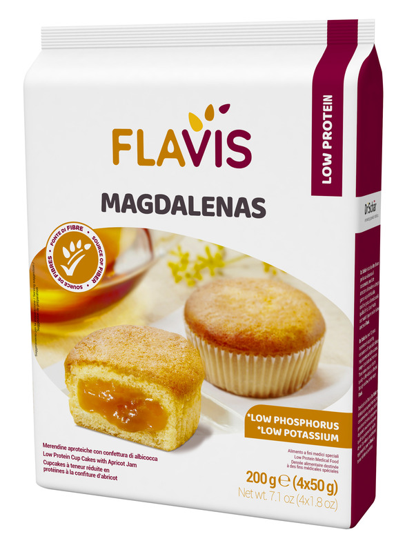 FLAVIS MAGDALENAS MERENDINE APROTEICHE CON CONFETTURA DI ALBICOCCA 4 MONOPORZIONI DA 50 G - goldeneffe.it