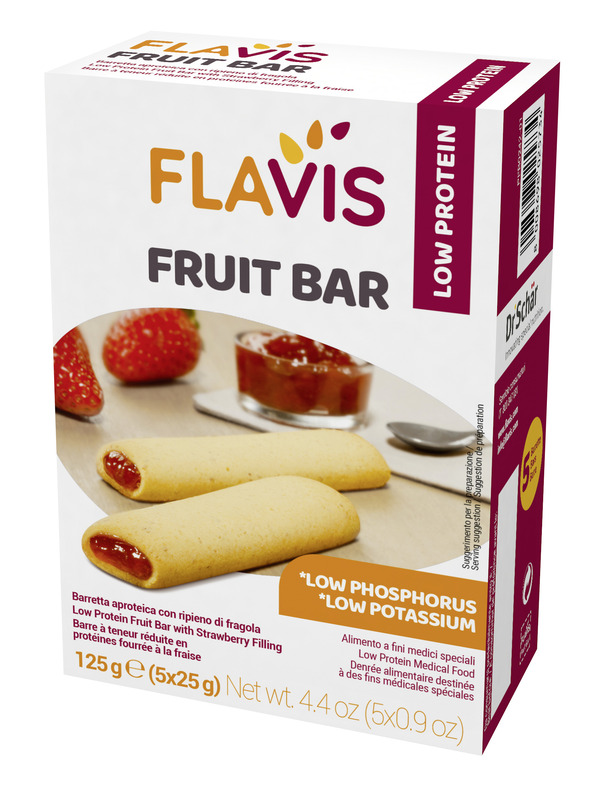 FLAVIS FRUIT BAR BARRETTA APROTEICA CON RIPIENO DI FRAGOLA 5 PEZZI DA 25 G - goldeneffe.it