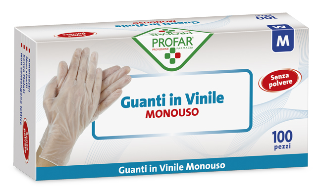 PROFAR GUANTO IN VINILE SENZA POLVERE M 100 PEZZI - goldeneffe.it