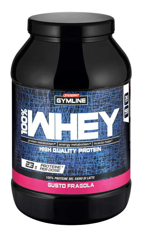 GYMLINE 100% WHEY CONCENTRATE FRAGOLA 900 G - goldeneffe.it
