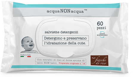 FIOCCHI DI RISO ACQUA NON ACQUA SALVIETTE DETERGENTI 60 PEZZI - goldeneffe.it