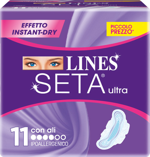 LINES SETA ULTRA ASSORBENTI CON ALI 11 PEZZI - goldeneffe.it