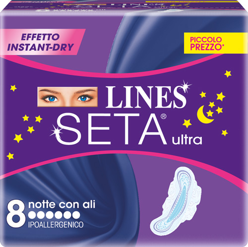 LINES SETA ULTRA ASSORBENTI DA NOTTE 8 PEZZI - goldeneffe.it