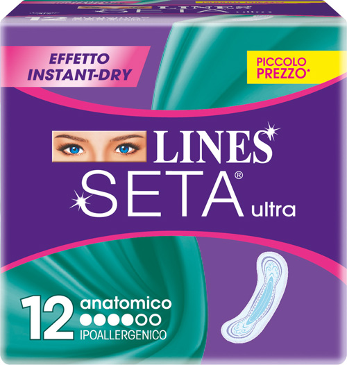 LINES SETA ULTRA ASSORBENTI ANATOMICI 12 PEZZI - goldeneffe.it