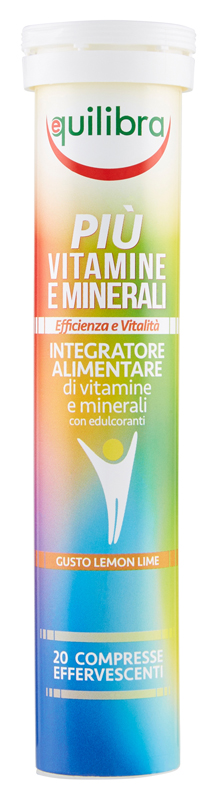 PIU' VITAMINE E MINERALI GUSTO LEMON LIME 20 COMPRESSE EFFERFESCENTI - goldeneffe.it