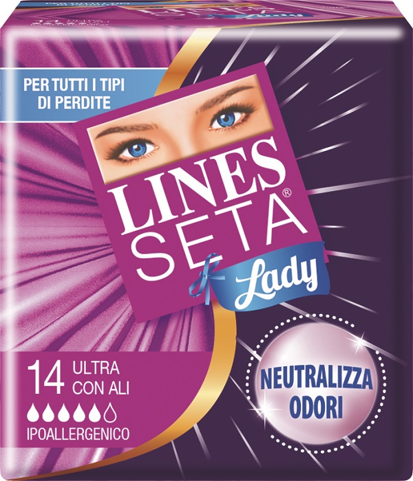ASSORBENTE LINES SETA ULTRA LADY CON ALI 14 PEZZI - goldeneffe.it