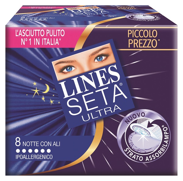 LINES SETA ULTRA ASSORBENTI CON ALI NOTTE 10 PEZZI - goldeneffe.it