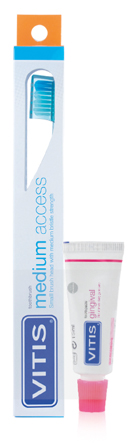 VITIS SPAZZOLINO MEDIUM ACCESS + VITIS DENTRIFRICIO GINGIVAL 15 ML - goldeneffe.it