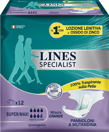 LINES SPECIALIST PANNOLONE A MUTANDA GRANDE 12  PEZZI - goldeneffe.it