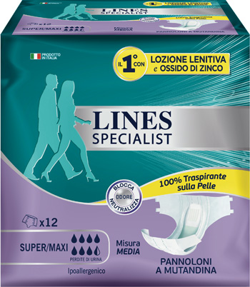 LINES SPECIALIST PANNOLONE A MUTANDA MEDIA 12 PEZZI - goldeneffe.it