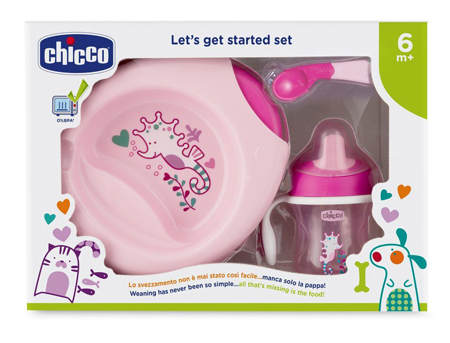 CHICCO SET PAPPA 6M+ ROSA CON CUCCHIAIO ROSA - goldeneffe.it