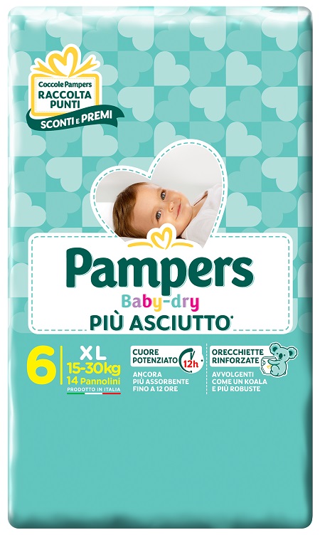 PAMPERS BABY DRY DWCT XL 14 PEZZI - goldeneffe.it