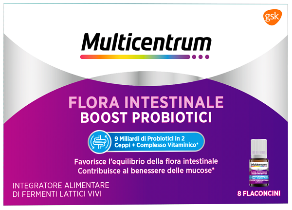 MULTICENTRUM FLORA INTESTINALE BOOST PROBIOTICI 8 FLACONCINI - goldeneffe.it