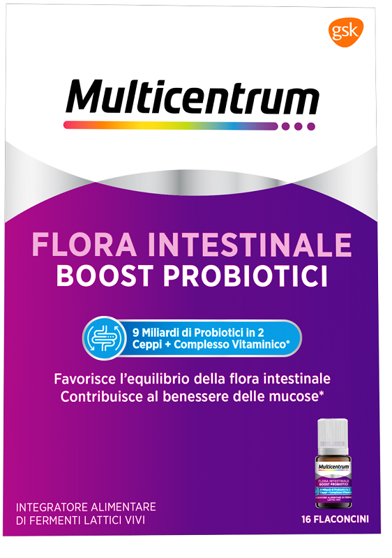 MULTICENTRUM FLORA INTESTINALE BOOST PROBIOTICI 16 FLACONCINI - goldeneffe.it