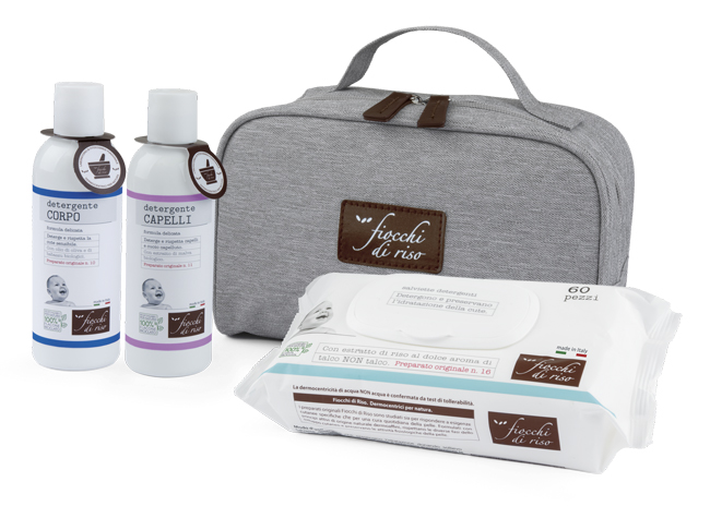 FIOCCHI DI RISO COFANETTO BAGNETTO 1 DETERGENTE CORPO 200 ML + 1 DETERGENTE CAPELLI 200 ML + SALVIETE ACQUA NON ACQUA 60 PEZZI + BEAUTY - goldeneffe.it