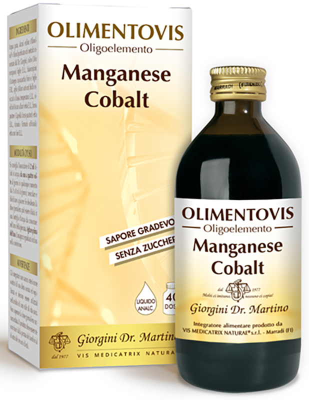 OLIMENTOVIS OLIGOELEMENTO MANGANESE COBALT LIQUIDO ANALCOLICO SENZA ZUCCHERI 200 ML 40 DOSI - goldeneffe.it