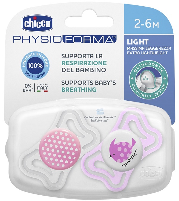 CHICCO SUCCHIETTO LIGHT GIRL SILICONE 2-6 MESI 2 PEZZI - goldeneffe.it