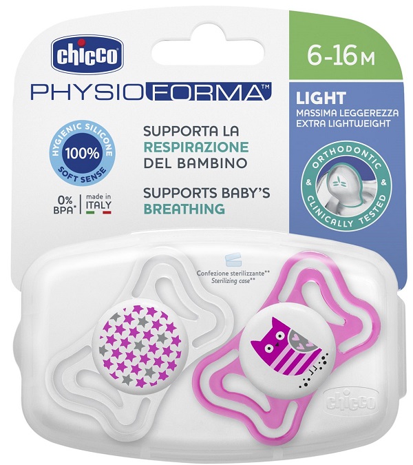 CHICCO SUCCHIETTO LIGHT GIRL SILICONE 6-16 MESI 2 PEZZI - goldeneffe.it