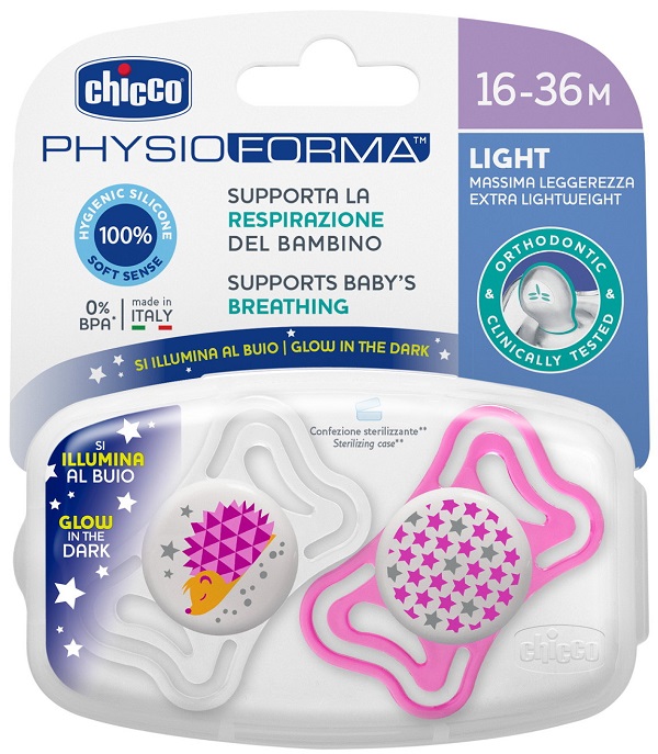 CHICCO SUCCHIETTO LIGHT LUM SILICONE 16-36 MESI 2 PEZZI - goldeneffe.it