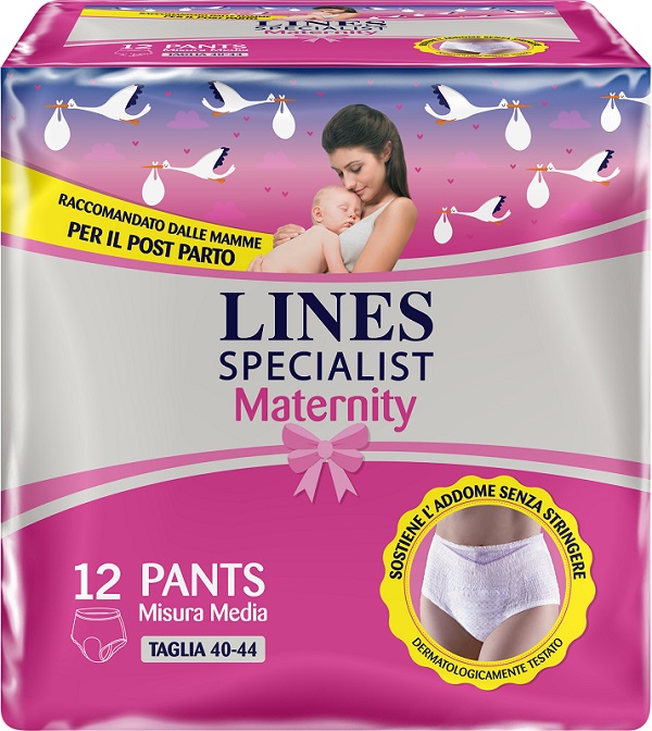 LINES SPECIALIST MATERNITY MUTANDINA ASSORBENTE PER PERDITE POST PARTO MISURA MEDIUM 12 PEZZI - goldeneffe.it
