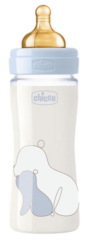 CHICCO BIBERON ORIGINAL 240ML VETRO 1 FORO 1 FORO BOY CON TETTARELLA IN CAUCCIU' - goldeneffe.it