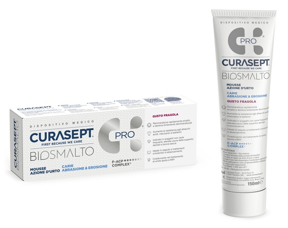 CURASEPT BIOSMALTO MOUSSE CARIE FRAGOLA 50 ML - goldeneffe.it