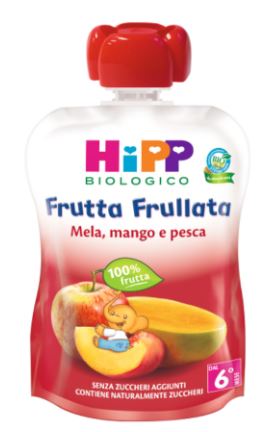 HIPP BIO FRUTTA FRULLATA MELA/MANGO/PESCA 90 G - goldeneffe.it