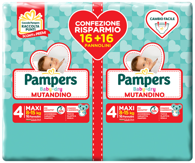 PAMPERS BABY DRY PANNOLINO A MUTANDINA DUO DOWNCOUNT MAXI 32 PEZZI - goldeneffe.it