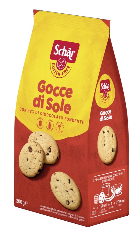 SCHAR GOCCE DI SOLE BISCOTTI DI PASTAFROLLA CON GOCCE DI CIOCCOLATO FONDENTE SENZA LATTOSIO 200 G - goldeneffe.it