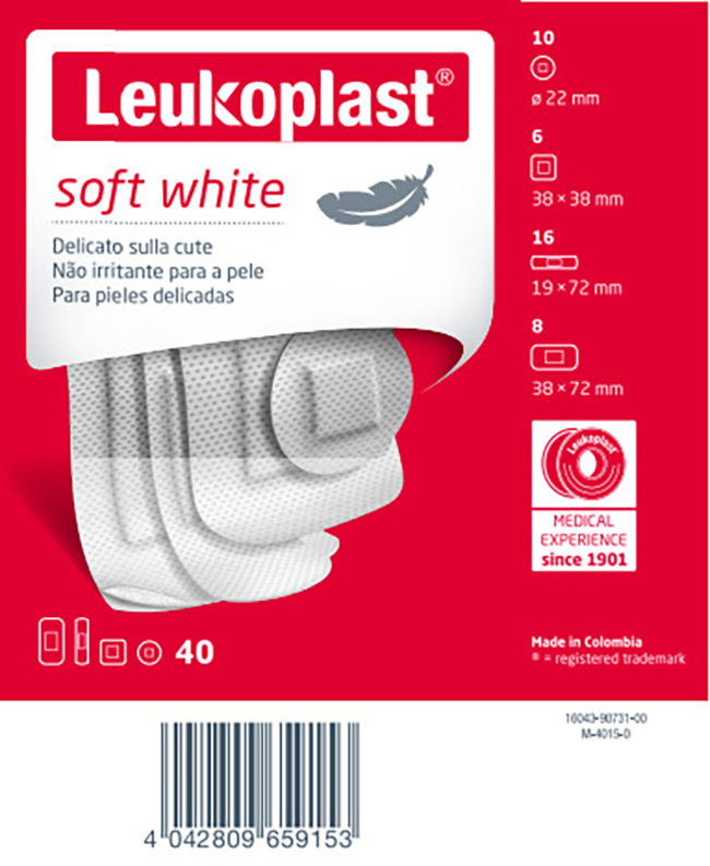 LEUKOPLAST SOFT WHITE 40 PEZZI ASSORTITI - goldeneffe.it