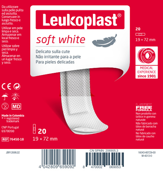 LEUKOPLAST SOFT WHITE 72 X 19 CM 20 PEZZI - goldeneffe.it