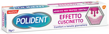 POLIDENT FISSATIVO EFFETTO CUSCINETTO ADESIVO PER PROTESI DENTALI 70 G - goldeneffe.it