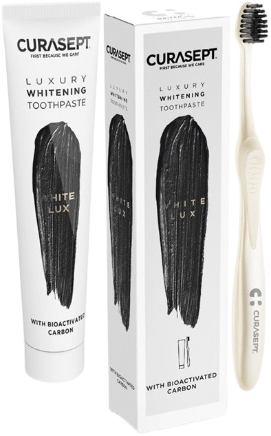 CURASEPT WHITE LUXURY WHITENING DENTIFRICIO 75 ML + SPAZZOLINO - goldeneffe.it