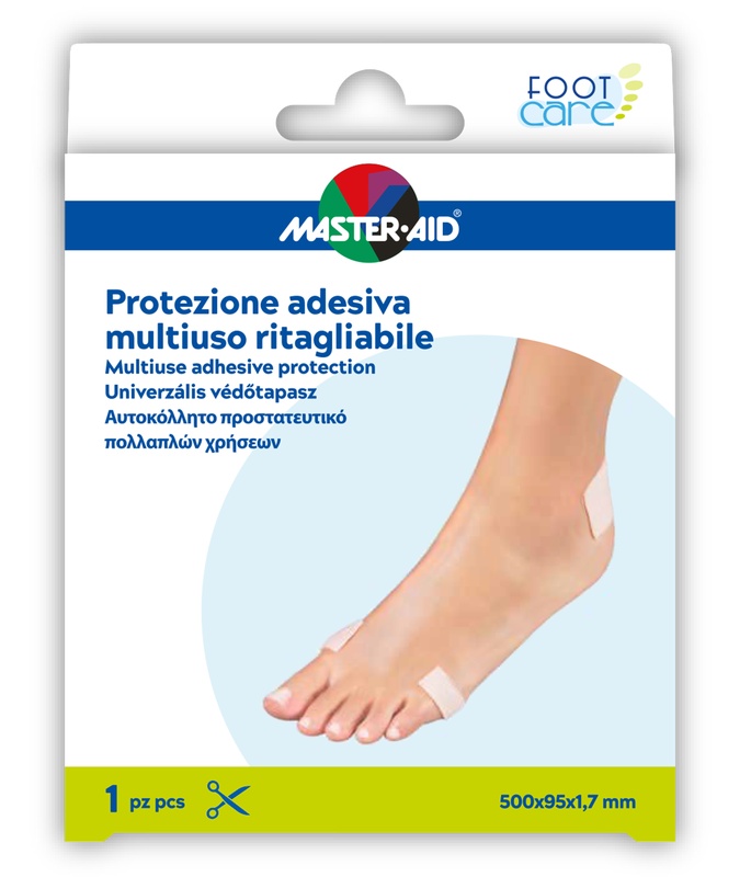 PROTEZIONE ADESIVA MULTIUSO MASTER-AID FOOTCARE RITAGLIABILE 50X9,5 CM A6 - goldeneffe.it