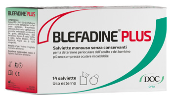 BLEFADINE PLUS 14 SALVIETTE PER DETERSIONE PERIOCULARE + 1 COMPRESSA RISCALDABILE - goldeneffe.it