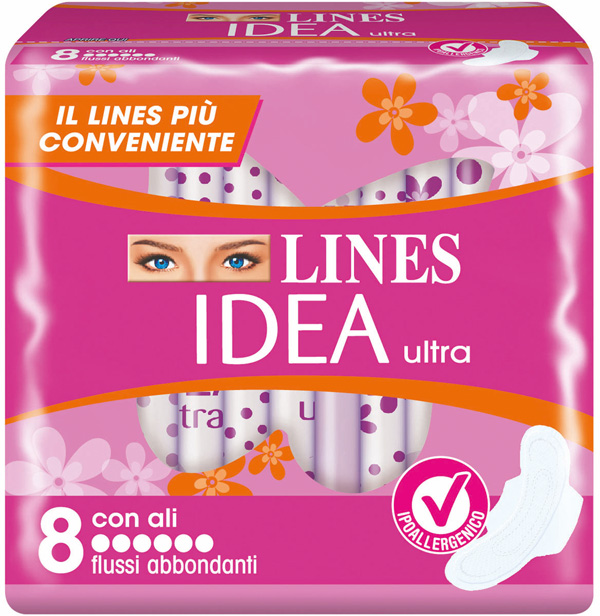 IDEA ULTRA ASSORBENTE FLUSSI ABBONDANTI CON ALI 8 PEZZI - goldeneffe.it