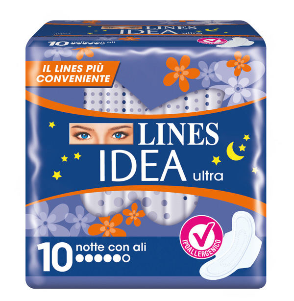 IDEA ULTRA ASSORBENTE NOTTE CON ALI 10 PEZZI - goldeneffe.it