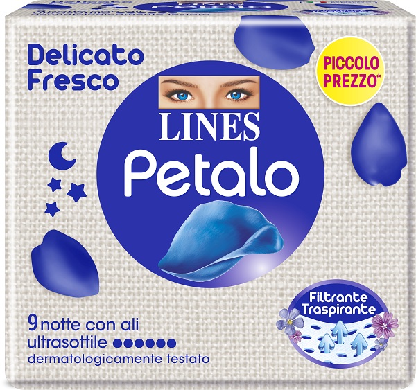 LINES PETALO BLU ASSORBENTE NOTTE 9 PEZZI - goldeneffe.it