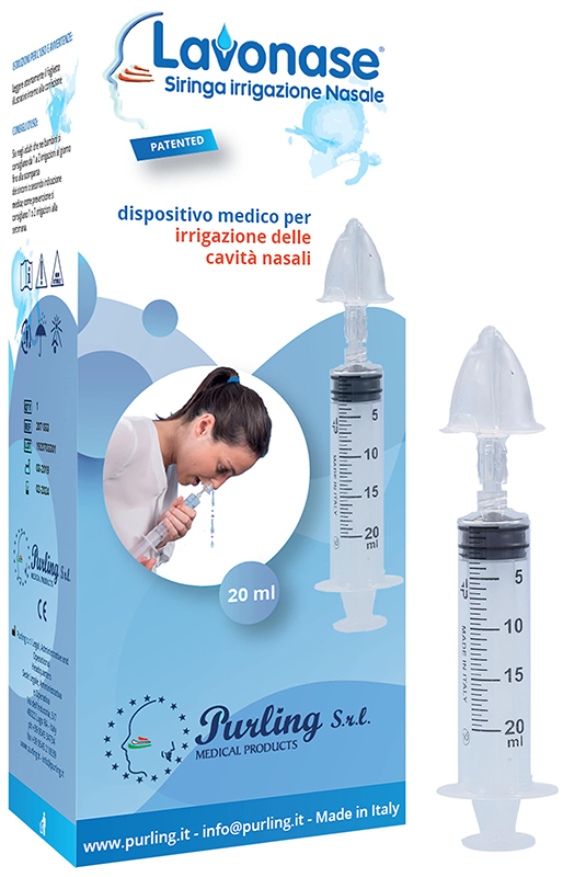 LAVONASE IRRIGAZIONE NASALE NON STERILE SIRINGA 20 ML + LUER-LOCK CON CAPPUCCIO + UGELLO NASALE CON RACCORDO LUER-LOCK + PERFORATORE CON VALVOLA NON RITORNO CON TAPPO - goldeneffe.it