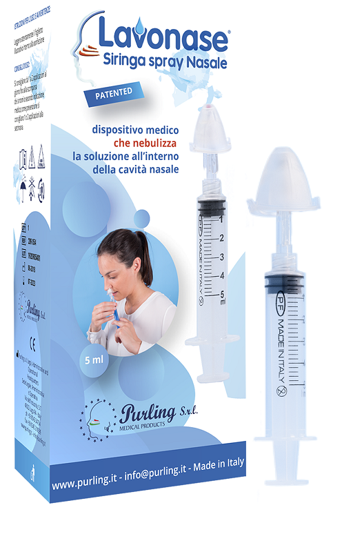LAVONASE SIRINGA SPRAY NASALE NON STERILE 5 ML LUER-LOCK CON CAPPUCCIO + UGELLO NASALE CON RACCORDO LUER-LOCK + PERFORATORE CON VALVOLA NON RITORNO CON TAPPO - goldeneffe.it