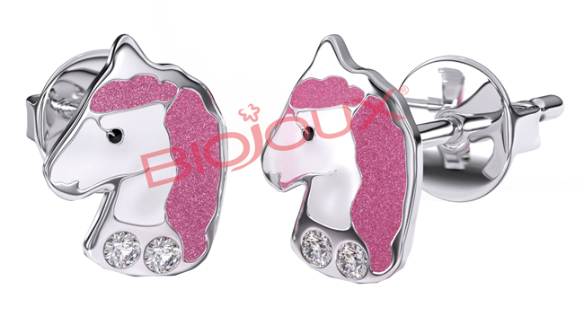 ORECCHINO STERILE BJT701 STS ROSE UNICORN - goldeneffe.it
