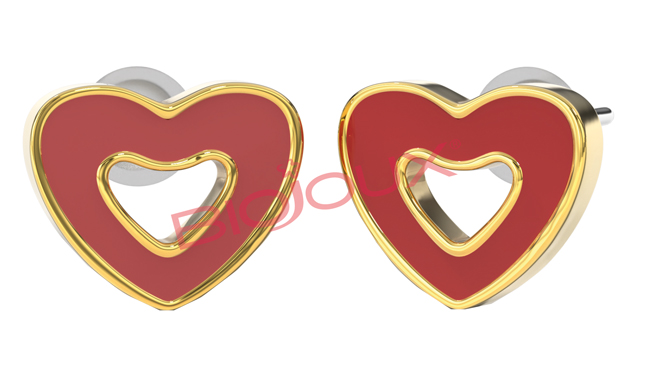 ORECCHINO STERILE BJT715 GP RED HEART - goldeneffe.it