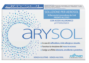 ARYSOL SOLUZIONE ADULTI PER AEROSOL CON ACIDO IALURONICO PH FISIOLOGICO 10 FLACONCINI MONODOSE DA 5 ML - goldeneffe.it