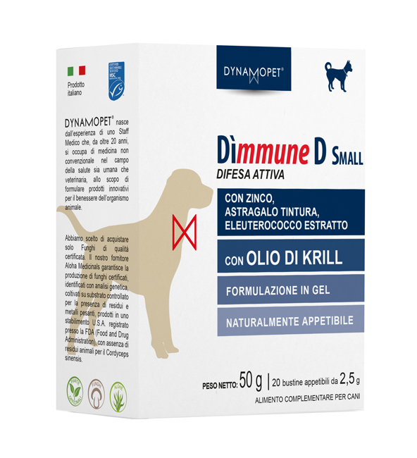 DIMMUNE D SMALL CANI 20 BUSTINE APPETIBILI DA 2,5 G - goldeneffe.it
