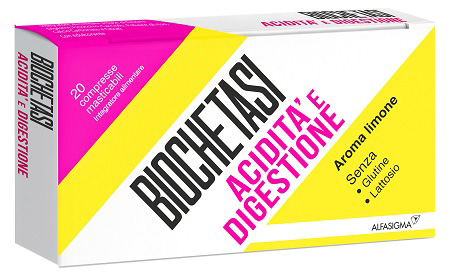 BIOCHETASI ACIDITA' E DIGESTIONE 20 COMPRESSE MASTICABILI AROMA LIMONE - goldeneffe.it